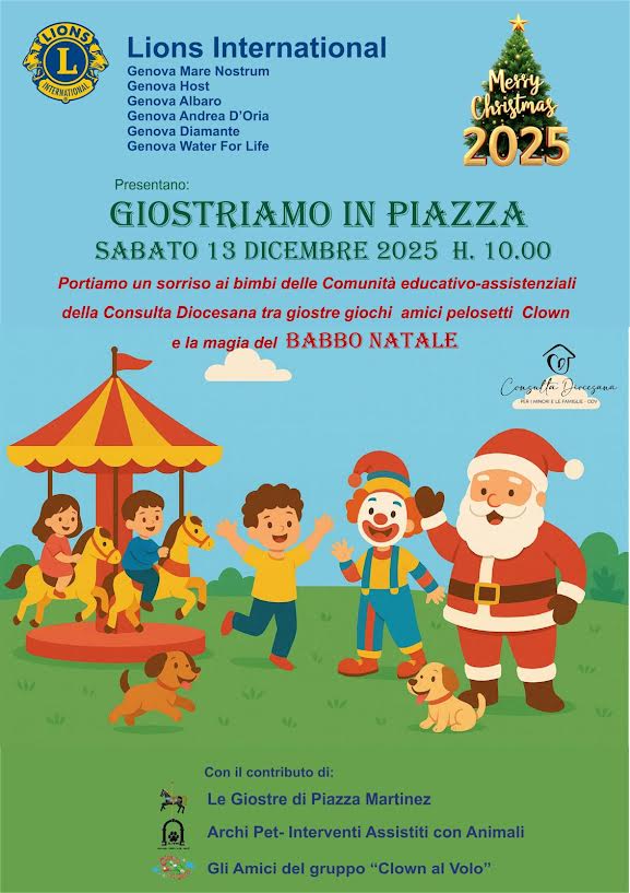 GIOSTRIAMO IN PIAZZA Evento solidale 13 dicembre ore 10:00 Piazza Martinez - Genova